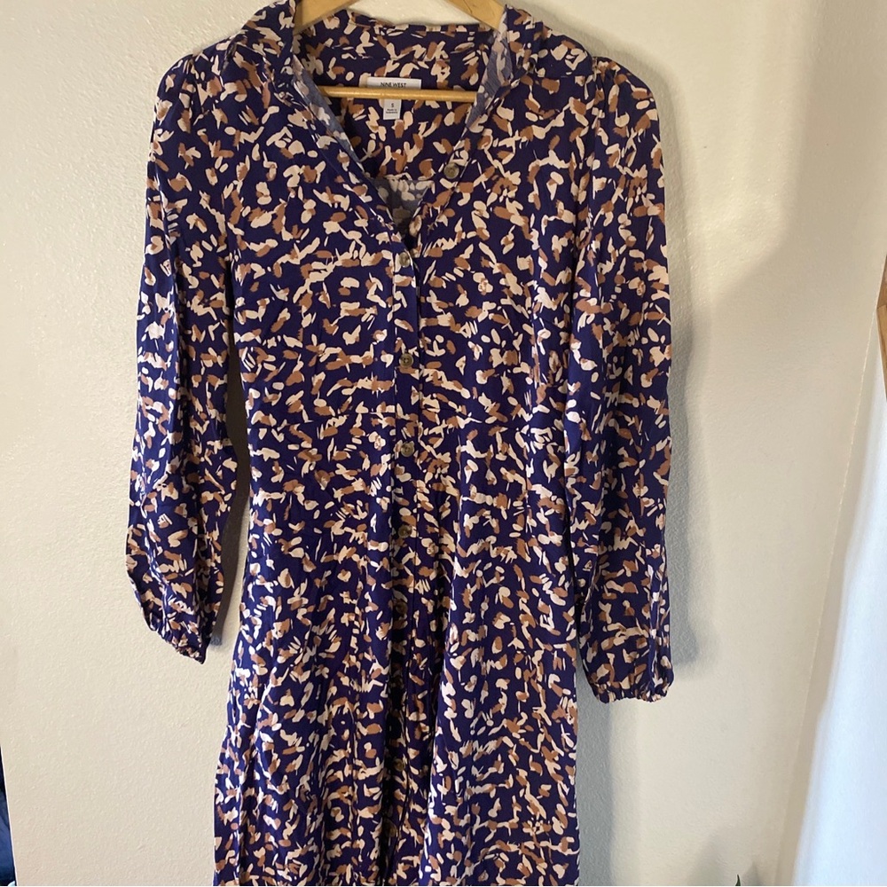 Nine West Womens Dress size S small waist tie button front juniors adults L 45